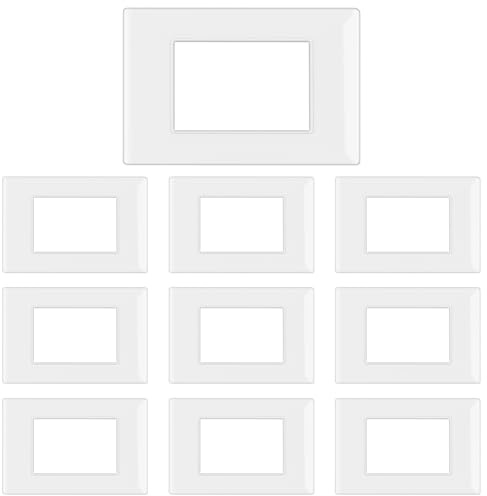 CILIA 3 Moduli Placca Compatibile Con VIMAR PLANA, Placche In Plastica di Alta Qualità Supporto 503 Vari 11 Colori (Bianco, 3 Moduli-10 Pezzi)