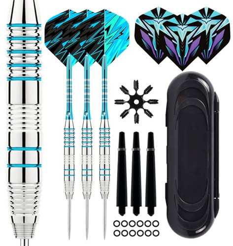 Kertaym Dartpfeile Metallspitze Set 21g Steeldarts mit Aluminium Schaft Darts Flights und Dart Zubehör für Steeldart Boards Anfänger Fortgeschrittene