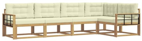vidaXL Outdoor-Sofagarnitur mit Kissen 4 pcs Weiß und Creme Polyester, Moderne Terrasse, langlebige Outdoor-Möbel, wetterfeste Lounge, gemütliches Sofa, vielseitige Pool-Couch