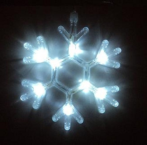 Best Season SA000077, LED Fenster-Sihouette Schneeflocke, 8 Goldene LEDs, Plastik, weiß, 1 x 21 x 19 cm