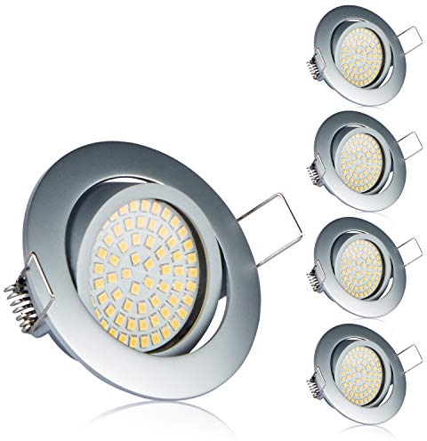TEVEA PREMIUM LED Einbauleuchte - 230v - Schwenkbare LED Einbaustrahler - Deckenspot - Warmweißes Licht - Austauschbar - Ultra Flach - Energieklasse A+ - (5-er set)