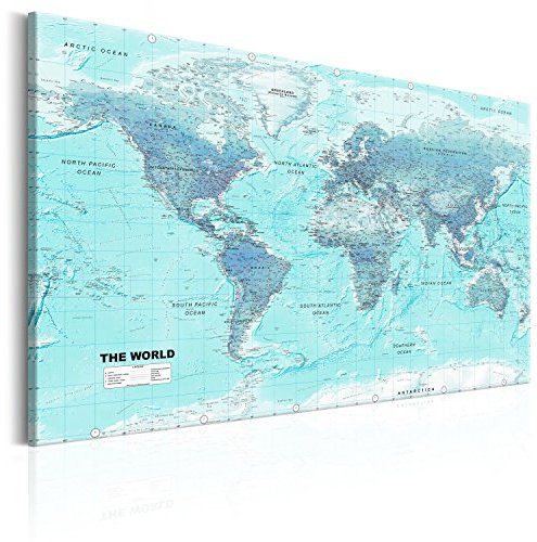 murando - Wandbilder XXL Weltkarte 90x60 cm 1 tlg - Wand Deko Vlies Leinwand Bilder Groß Wanddeko Wohnzimmer Schlafzimmer Kunstdrucke - Welt Karte Landkarte k-A-0207-b-b