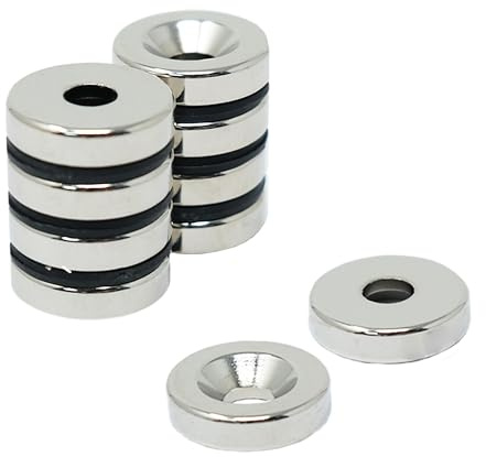N42 Neodymium Countersunk Magnet for Arts, Crafts, Model Making, DIY, Hobbies, Office and Home - 20mm dia x 5mm thick x 6mm c/s - 7.1kg Pull - North - Pack of 20
