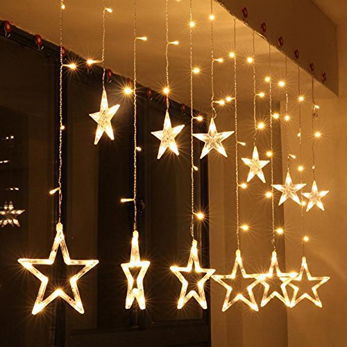 Stars Battery Operated String Fairy Lights, REDGO 138 LED Decorative Lighting for Home Wedding Birthday Indoor Outdoor Use 2.5M/ 8.2FT (Warm White）