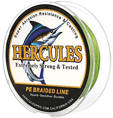Hercules Super Cast 300M 328 Yards Braided Fishing Line 15 LB Test for Saltwater Freshwater PE Braid Fish Lines Superline 8 Strands - Army Green, 15LB (6.8KG), 0.16MM