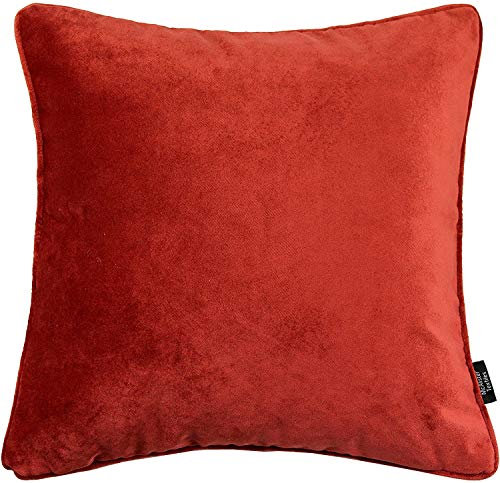 McAlister Textiles Matter Samt | Kissenbezug für Sofakissen in Rost Orange | 50 x 50cm | erhältlich in 25 Farben | griffester Samt edel paspeliert | Kissenhülle für Samtkissen