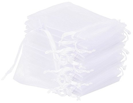 Tyhbelle 100 Stück Organzabeutel Organzasäckchen 7 x 9 cm Säckli Beutel Geschenk Schmuckbeutel (Weiß-7 * 9cm)