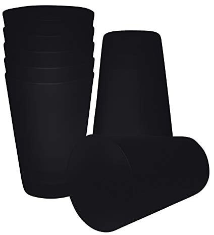 S&S-Shop - Juego de 20 vasos de plástico reutilizables, 0,4 l, negros, para fiestas