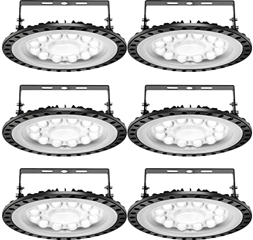 papasbox 6 Pack UFO LED Industrielampe, 50W LED Hallenleuchte Industrial Kronleuchter Hallenstrahler Hallenbeleuchtung Werkstattbeleuchtung Werkstattlampe, Kaltweiß 6000-6500K, Abstrahlwinkel 120°