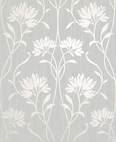 Fine Décor Florenz FD42585 Tapete, Blumenmuster, Grau