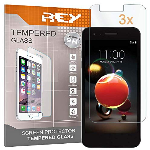 REY Protector de Pantalla para LG K9 - LG K8 2018, Cristal Vidrio Templado Premium (Pack 3X)