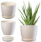 KADAX Élégant Pot à Fleurs/Plantes avec Soucoupe Forme Ronde et élégante en Plastique léger pour l’intérieur et la Maison Cache-Pot pour Fleurs, Plantes Ø 28 cm Ivoire