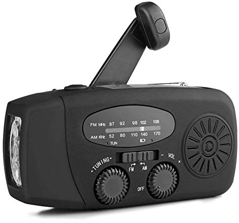 Solar- & Handkurbel Radio mit LED Taschenlampe & Powerbank – Outdoor Radio AM/FM wiederaufladbar ohne Batterien – Camping, Survival, Stromausfall, Notfallradio mit USB Ladefunktion
