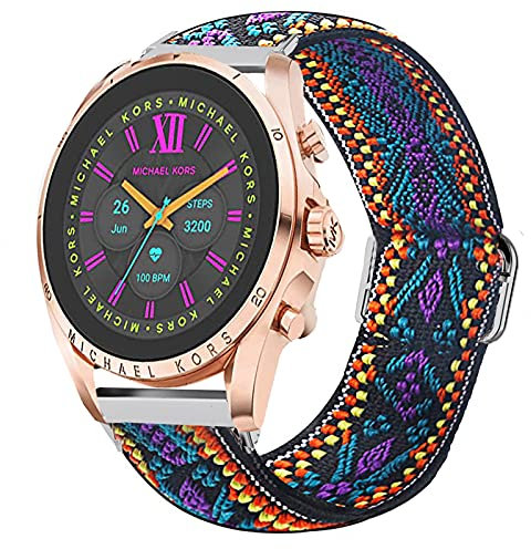 Compatible avec le bracelet Michael Kors Gen 6, Giaogor élastique extensible en nylon réglable compatible avec Michael Kors Gen 6 Bradshaw Smartwatch/MK Gen 6 Bradshaw 2021, Nylon
