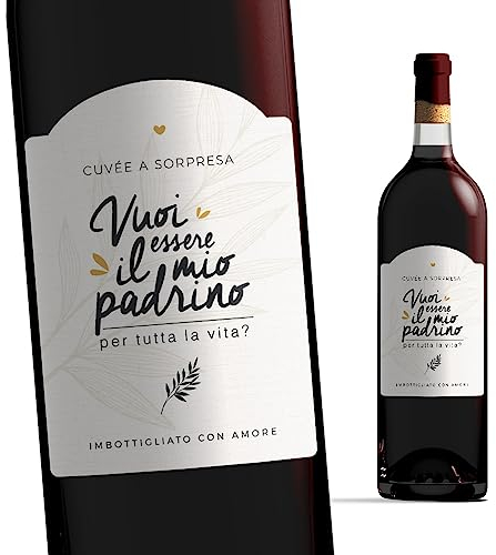 Manahia - Etichetta bottiglia padrino | Vuoi essere il mio padrino? | Proposta Padrino, etichetta vino personalizzata, sorpresa battesimo, regalo Richiesta Padrino, annuncio speciale