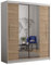 Fabryka Mebli Idźczak Kleiderschrank mit Spiegel, Wohnzimmerschrank - Weiß, Sonoma Schwebetürenschrank, Schlafzimmerschrank - ‎58 x 204 x 218 cm - Schrank für Schlafzimmer, Wohnzimmer, Garderobe