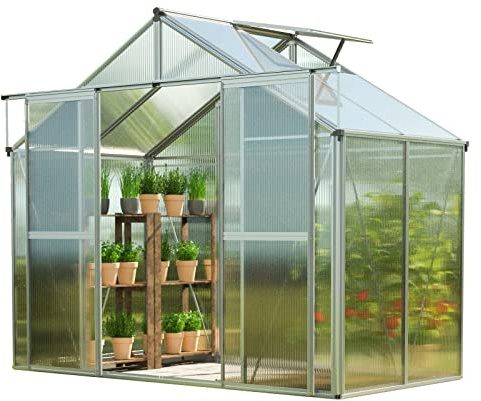 GFP Gewächshaus Topas 2 aus Alu 225x133 cm ca. 6 mm Doppelstegplatten formstabil & witterungsbeständig