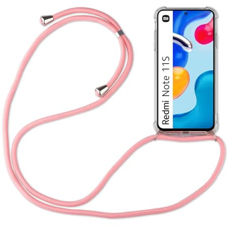 betterfon Hülle Kompatibel mit Xiaomi Redmi Note 11 / 11S | Handykette Smartphone Halskette Hülle mit Band | Handyhülle mit Kordel zum Umhängen Kompatibel für Redmi Note 11 / 11S | Rosa