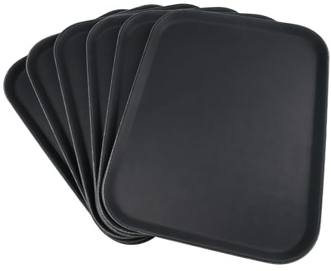 Grunwerg Bandeja de Plástico Antideslizante para Alimentos, Rectangular, 45 x 35 cm, Regra, Paquete de 6