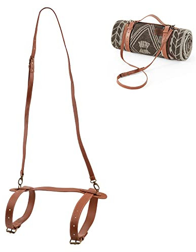 UFURMATE Picknickdecke Tragegurt, PU-Leder Tragegurt mit verstellbarem Schultergurt Tragbare Strandmatte Tragegurt Leder Picknickdecke Gurt Gürtel für Camping Wandern (Braun)