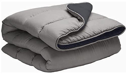 various Colcha Multiuso Bicolor, Fibra 120 gr Colcha Verano Reversible Transpirable Rellno Fibra Hueca siliconada válido para Cama de 90/105 cm,Tamaño 200 x 270 cm Color Gris y Gris Piedra