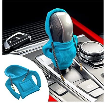 CGEAMDY Gangschaltung Hoodie-Abdeckung, Lustige Hoodies Schaltknaufschutz für Auto,Dekoration Passend für Manuelles oder Automatisches, Dekoratives Autozubehör(Blau)