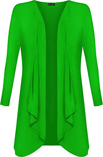Womens Ladies Waterfall Open Cardigan Hanky Hem Jersey Plus Size Long Sleeve Top (Jade Green, 24)