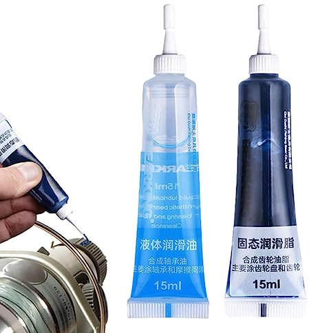 Supatmul 15ml Angelrolle Öl- und Fett-Kit | 2 Stück Rollenöl Schmiermittel | Angelrolle Öl Angelrolle Fett | Schmieröl-Fett-Set | Angelrollen Spezielles Wartungsöl | für alle Arten von Angelrolle