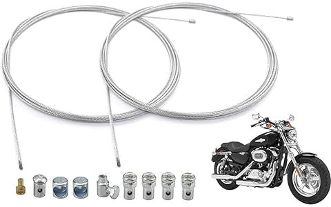 Yeeliv 2 Pcs 2M Câbles d'Accélérateur de frein et d'Embrayage Universels,Kit Réparation Câble Accélérateur Moto Universel avec vis de Fixation pour Moto