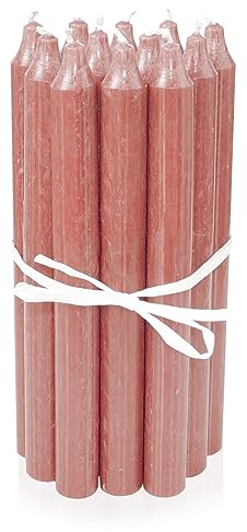 LUMELY dänische Premium Stabkerzen Rosa, 12er Pack, Höhe 18cm, Ø 2,2cm, Brenndauer ca. 8 Stunden, zylindrische Leuchterkerzen, Deko Kerzen Set, Kerzen Skandinavisch