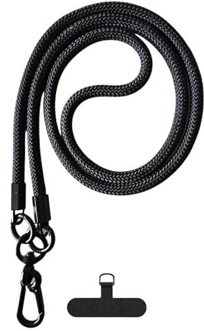RATASK Neck Lanyard Strap for Mobile Phones, Camera, ID card Holder, Badge Holder, with Two Tether Tabs (Black)