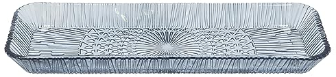 BITZ Kusintha Servierplatte, Servierplatte aus Glas, 38 x 14 x 3 cm, Blau