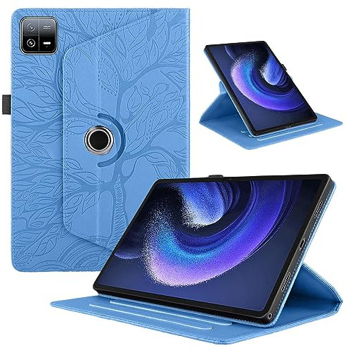 TEDTIKJT Tablet Cover per Xiaomi Pad 6 Pro 11 2023 Custodia Pelle PU 360°Multi Angolo Ruotabile Portatile Flip Protettiva Cover per Xiaomi Pad 6 Custodia con Supporto Funzione,Blu