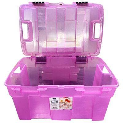 Whitefurze Pink Glitter 40 Litre Storage Box