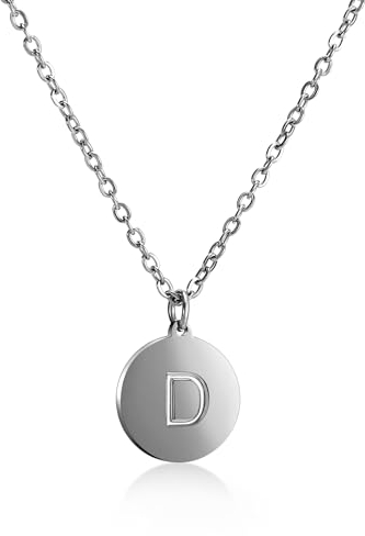 Kim Johanson Edelstahl Halskette für 2 in Silber | Partner Kette für Damen & Herren | A bis Z | Wasserfest | Paar Ketten mit Gravur I Personalisierter Schmuck | Verstellbar inkl. Schmuckbeutel