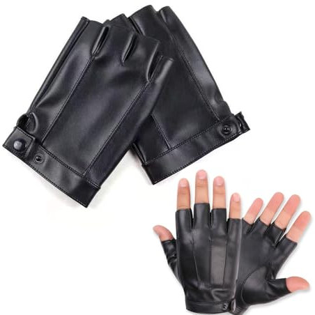 Fingerlose Fahrhandschuhe 1 Paar PU Kunstleder Halbfinger Handschuh Outdoor Sport Fäustlinge Halloween Cosplay Kostüm Handschuhe für Frauen Gewichtheben Home Gym Radfahren Bergsteigen Outdoor Sport,