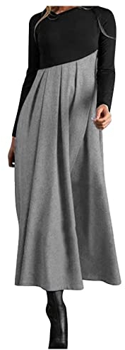 Azruma Satin Kleid Abendkleid Damen Partykleid Damen Elegant 70Er Jahre Outfit Damen Frauen Boho Drucken Langarm Swing Lang Kleider Abendkleid Flieder Damen (3-Gray, XXL)