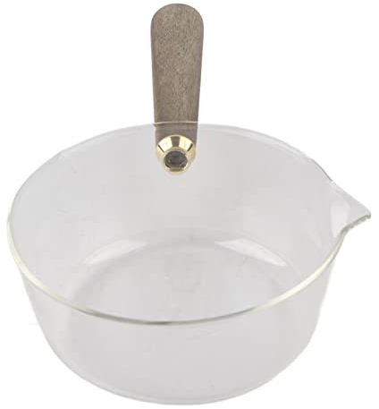 Pentola per il Latte in Vetro con Beccuccio a V e Manico in Legno, Forniture da Cucina, Pentola per il Latte, Casseruola, Utensili da per la Cucina, Pentole, Pasta,