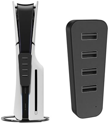 TNP Hub USB 4 ports pour PS5 Slim Edition – Adaptateur USB 2.0 haute vitesse pour PlayStation 5 Slim uniquement, noir