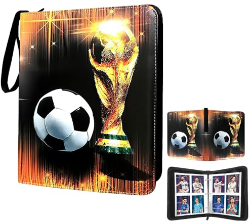 LUFEIS Fußball Sammelkarten Album, Fußball Karten Ordner, Fußball Sammelalbum, Transparente Karten Aufbewahrungstasche, 50 Seiten 400 Karten Kapazität, Karten Halter für Fußball mit Reißverschluss