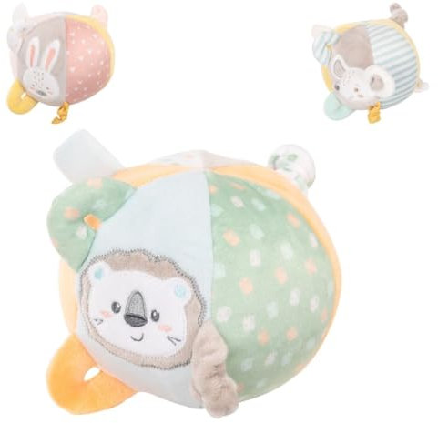 Kikkaboo Baby Plüsh Aktivitätsball, Rassel, weicher Plüschball, Babyspielzeug beige grün