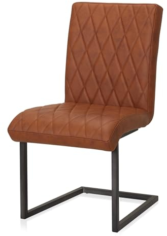 KHG Esszimmerstuhl Schwingstuhl Braun Leder | Freischwinger bis 110 kg - Küchenstuhl, Schwingstuhl, Polsterstuhl mit Schaumstofffüllung und Wellenfederung, für Küche Büro Wohnzimmer