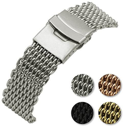 GALPADA Edelstahlarmband rostfreies Uhrenarmband edelstahl shark mesh uhrenarmband 20 mm Mesh-Uhrenarmband Hai-Mesh-Uhrenarmband Mesh-Armband Metallknopf Gurt Gürtel Anschauen Mann
