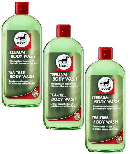 RL24 leovet - Teebaum Body Wash | Pferdeshampoo mit Teebaumöl | mindert Juckreiz & Scheuerneigung | Shampoo für Pferde | pflegt Haut & Haar | Pferdepflege | 3 x 500 ml Flasche (3er Set)