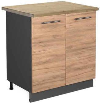 Vicco Spülenunterschrank Fame-Line, Goldkraft Eiche/Anthrazit, 80 cm, AP Eiche