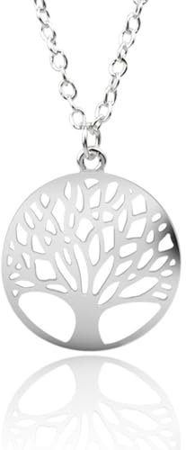 Arbre de Vie Pendentif avec Chaîne en Argent Sterling 925 Plaqué Or Blanc/Jaune Cadeau Bijoux Collier Arbre de Vie Pendentif avec Chaîne en Argent Sterling 925 Plaqué Or Blanc Cadeau Bijoux pour Femme