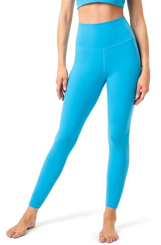 YUNOGA Ultraweiche Damen-Leggings, hohe Taille, nahtlos, Bauchkontrolle, Yogahose, Blau (Azure Blue), Groß