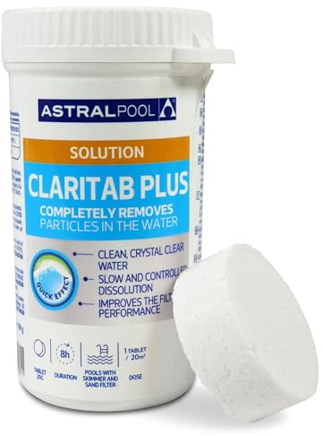 Astral Pool Claritab Flockmittel Tabletten 5 x 20 g - Gegen trübes Wasser - Doppelte Wirkung - Koagulation - Für klares Wasser - Koagulationsmittel