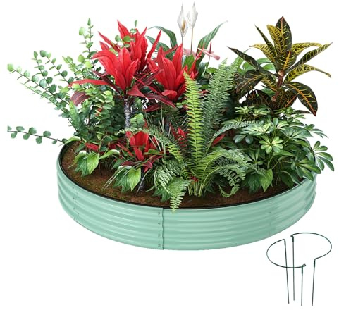ZFHgarden Pflanzgefäß aus verzinktem Metall, rund, Hochbeet, für Gartenarbeit, Outdoor, 9 x 0,9 x 0,3 m, Pflanzkasten, Hochbeet, rund, verzinkter Übertopf für den Außenbereich, großer