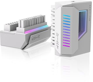 EZDIY-FAB Shield 24-Pin Winkel Adapter mit Infinity Mirror ARGB Licht,ATX 24 Pin Stromanschluss,5V 3pin ARGB Sync-180 Grad-Weiß-1 Pack